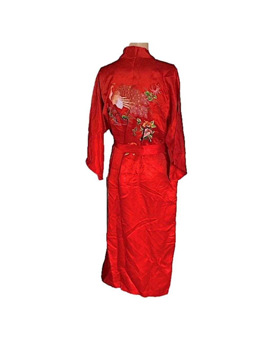 Vintage Silk red peacock robe